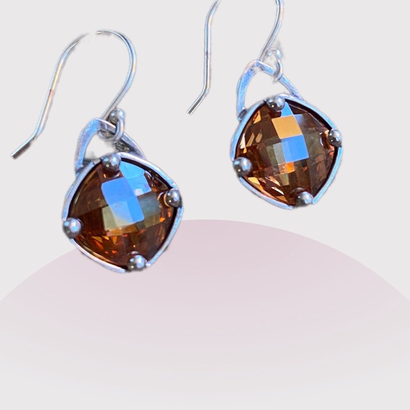 Silpada Champagne CZ Earrings W2276 Retired - Picture 2 of 7